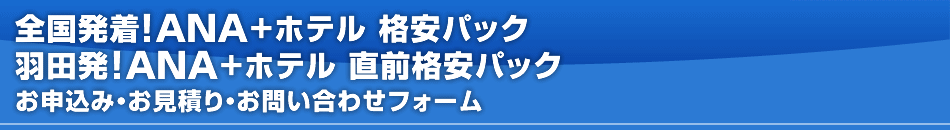 全国発着！ANA+ホテル 格安パック　羽田発！ANA+ホテル 直前格安パック　お申込み・お見積り・お問い合わせフォーム